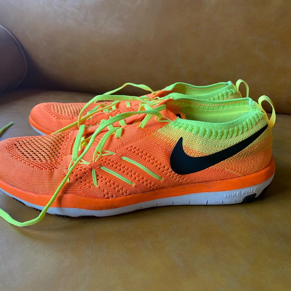 Nike Free Running Sneakers Womens Size 8.5 Neon Bright Orange